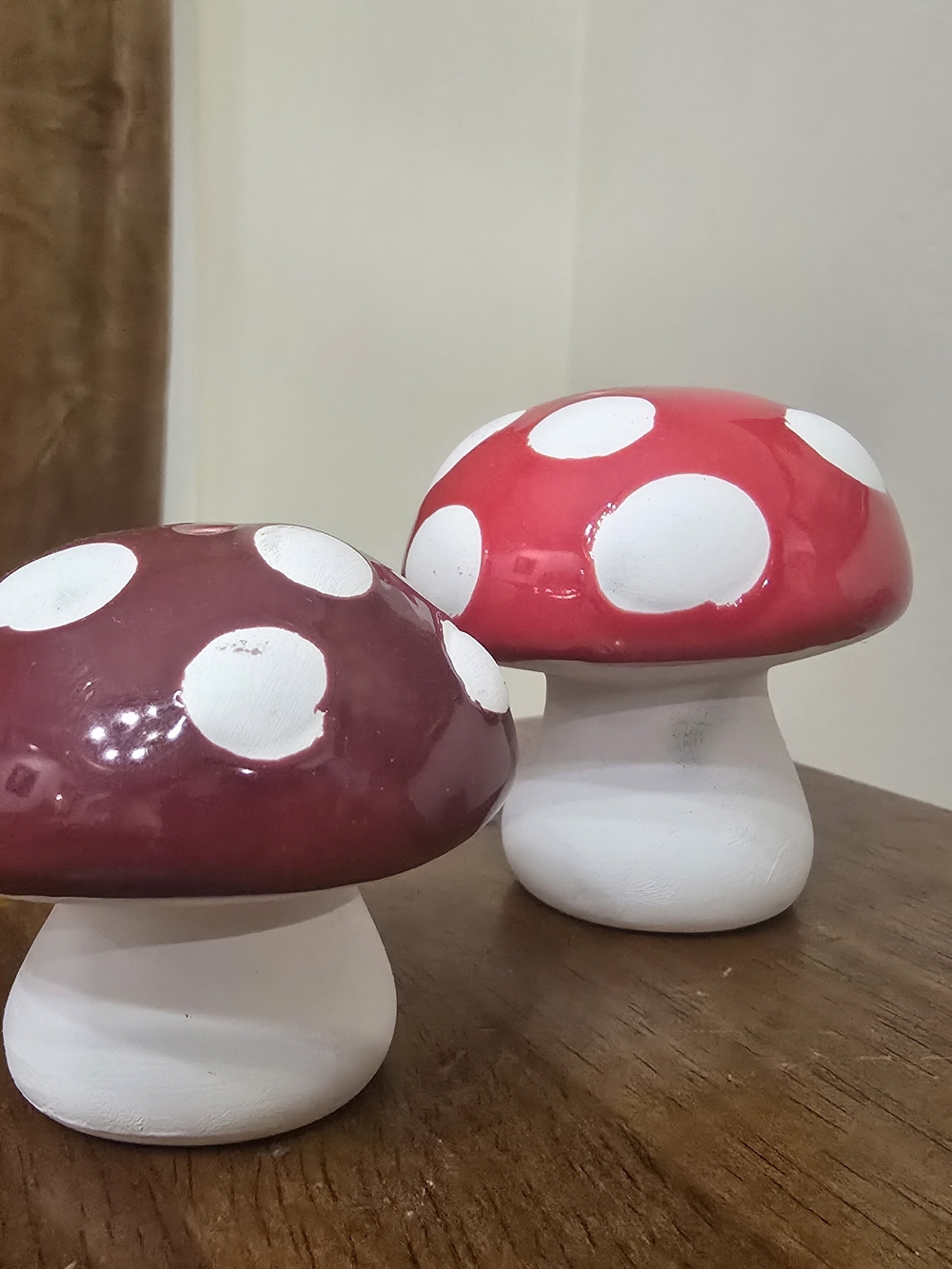 VTG Red Ceramic Mushroom Salt and Pepper Shakers Set Dot Toadstool Cottagecore